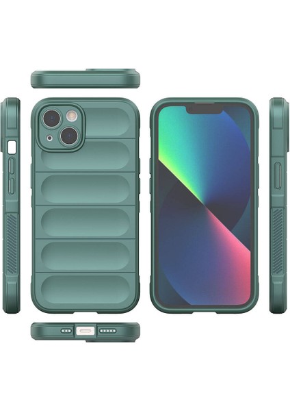 Apple iPhone 13 Kılıf Esnek Tpu Oyuklu Arka Yüzey Tasarımlı Etnik Silikon Kapak Lacivert
