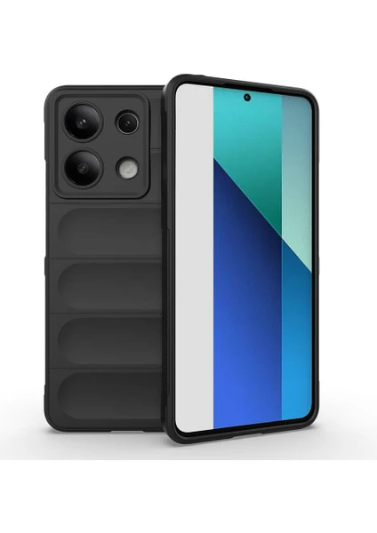 Case 4u Xiaomi Redmi Note 13 4g Kılıf Esnek Tpu Oyuklu Arka Yüzey Tasarımlı Etnik Silikon Kapak Siyah