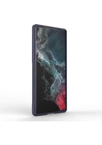 Galaxy S23 Ultra Kılıf Esnek Tpu Oyuklu Arka Yüzey Tasarımlı Etnik Silikon Kapak Lacivert modelleri