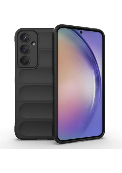 Case 4u Galaxy A35 Kılıf Esnek Tpu Oyuklu Arka Yüzey Tasarımlı Etnik Silikon Kapak Siyah