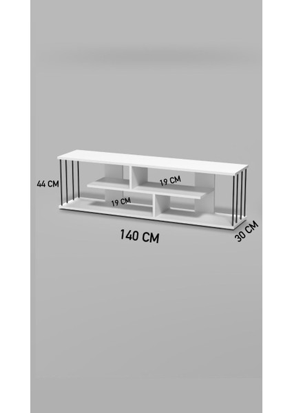 140 Cm Çok Raflı Tv Sehpası Beyaz (5017)