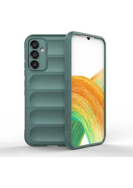 Case 4u Galaxy A34 Kılıf Esnek Tpu Oyuklu Arka Yüzey Tasarımlı Etnik Silikon Kapak Koyu Yeşil