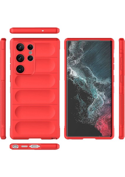 Galaxy S23 Ultra Kılıf Esnek Tpu Oyuklu Arka Yüzey Tasarımlı Etnik Silikon Kapak Kırmızı fırsatları