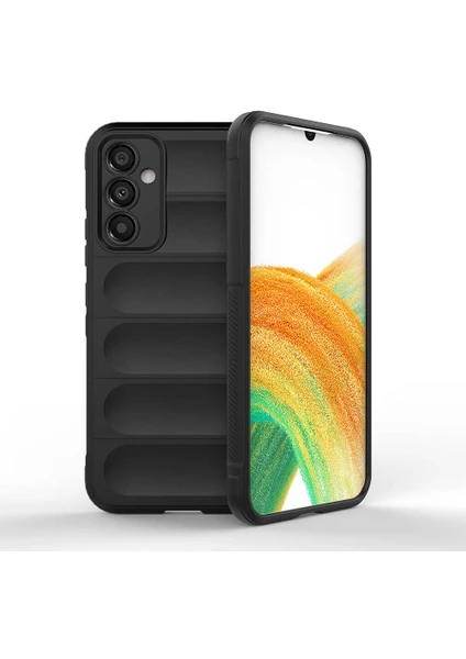 Case 4u Galaxy A34 Kılıf Esnek Tpu Oyuklu Arka Yüzey Tasarımlı Etnik Silikon Kapak Siyah