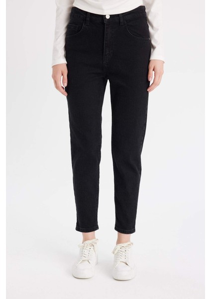 Comfort Mom Yüksek Bel Rahat Kalıp Hafif Dar Paça Bilek Boy Jean Pantolon D4305AX24AU