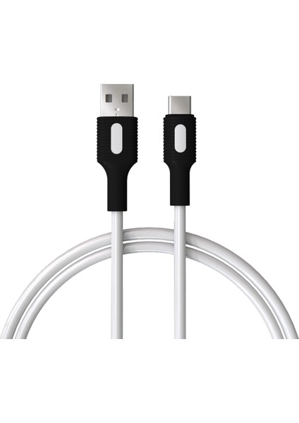 Coral Taraftar Serisi, USB A-C, 120 Cm, 3.0A Hızlı Şarj Kablosu, Siyah/beyaz Uçlar