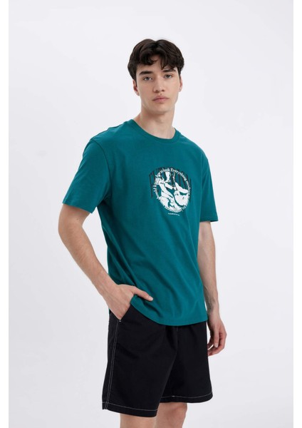 Regular Fit Bisiklet Yaka Baskılı Kısa Kollu Tişört C5648AX24HS