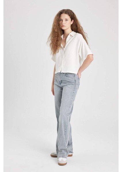 90's Wide Leg Yüksek Bel Geniş Paça Uzun Jean Pantolon B5008AX24SM