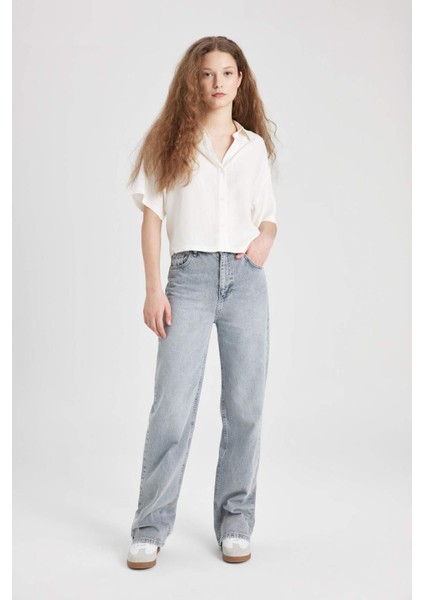 90's Wide Leg Yüksek Bel Geniş Paça Uzun Jean Pantolon B5008AX24SM