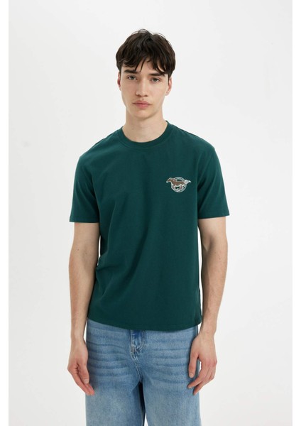Regular Fit Bisiklet Yaka Sırt Baskılı Kısa Kollu Tişört C5672AX24HS