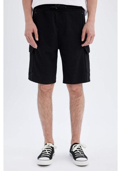 Regular Fit Düz Paça Kargo Bermuda Şort C5593AX24HS