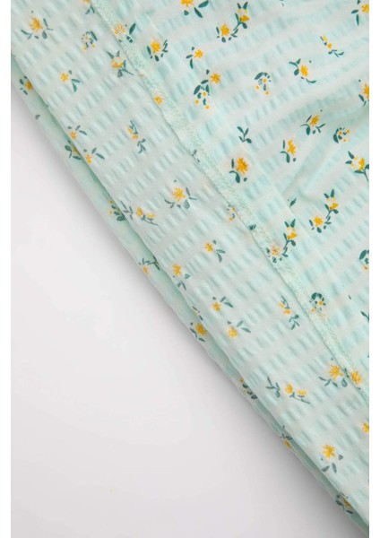Kız Bebek Çiçekli Kısa Kollu Poplin Elbise C7244A524SM