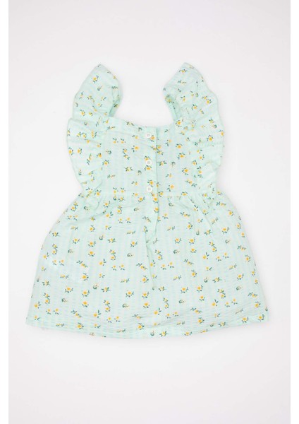 Kız Bebek Çiçekli Kısa Kollu Poplin Elbise C7244A524SM