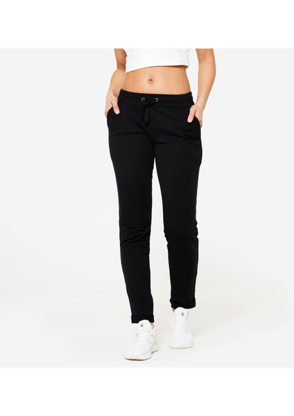 Domyos Kadın Siyah Eşofman Altı 500 - Slim - Fitness Hafif Antrenman