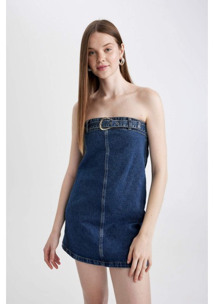 Fashion Fit Straplez Jean Mini Elbise C5658AX24SP modelleri