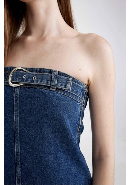 Fashion Fit Straplez Jean Mini Elbise C5658AX24SP fırsatları