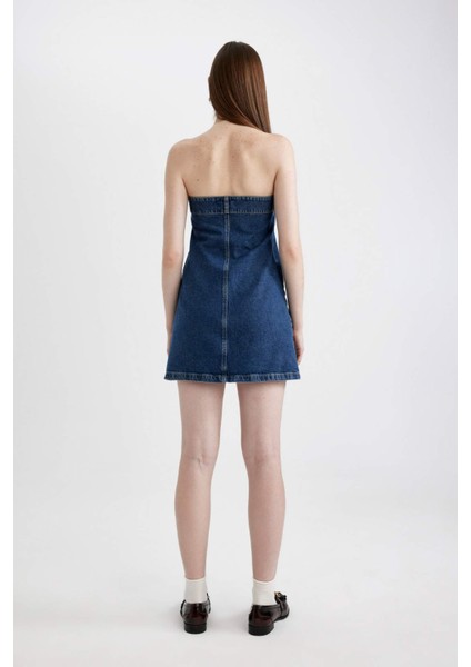 Fashion Fit Straplez Jean Mini Elbise C5658AX24SP indirimleri