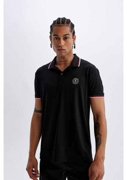 DeFactoFit Standart Fit Baskılı Kısa Kollu Sporcu Ağır Kumaş Polo Tişört C1749AX24SM fırsatları
