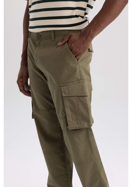 Wide Leg Fit Geniş Kalıp Normal Bel Geniş Paça Kargo Cepli Pantolon A6801Ax23Au