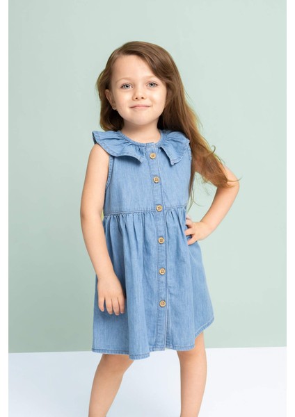 Kız Bebek Kolsuz Jean Elbise C5969A524SM