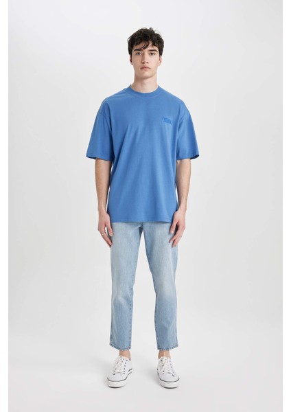 Comfort Regular Fit Rahat Kalıp Bisiklet Yaka Baskılı Kısa Kollu Tişört C2136AX24SM
