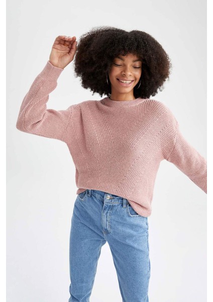 Regular Fit Basic Uzun Kollu Selanik Örgülü Kazak H6905AZ22AU