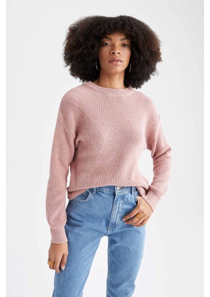Regular Fit Basic Uzun Kollu Selanik Örgülü Kazak H6905AZ22AU