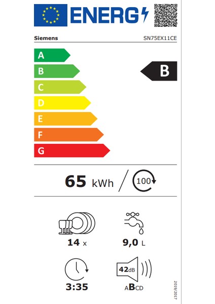 SN75EX11CE B Enerji Sınıfı 8 Programlı Bulaşık Makinesi