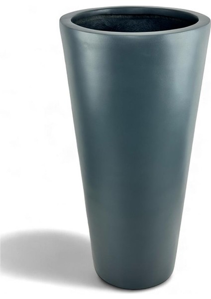 Fiber Saksı Antrasit Sütun Silindir Konik Vazo Dekoratif Saksı Fiberglas 80*40*27CM