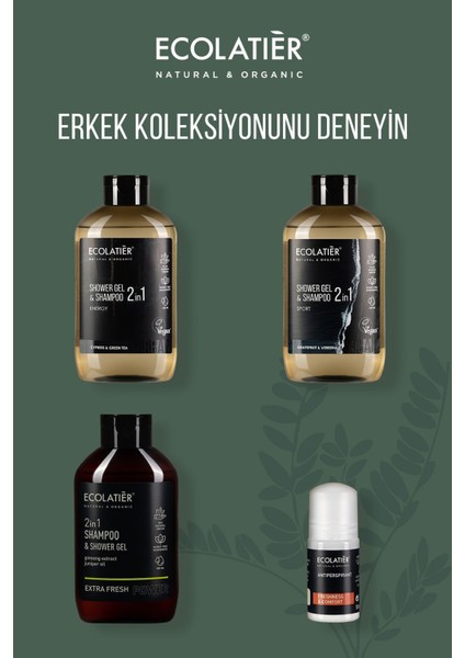 2li Set Erkek Saç ve Vücut Şampuanı 2'si 1 Arada Enerji, Antistres %97 Doğal, 600 ml x 2