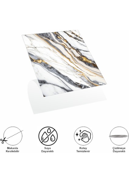 Decohandy Pvc Yapışkanlı Yer Karosu 30 x 30 cm 4'lü Paket - Beyaz Inci 0,36M2