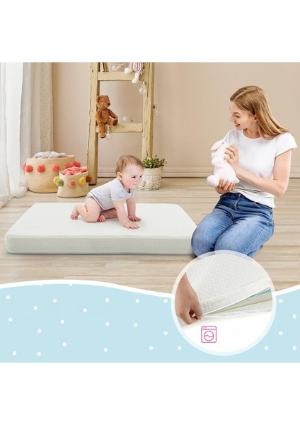 10 cm Ortopedik Cotton Pamuklu Bebek Yatağı Oyun Parkı Yatağı Beşik Çocuk Yatağı 10 cm