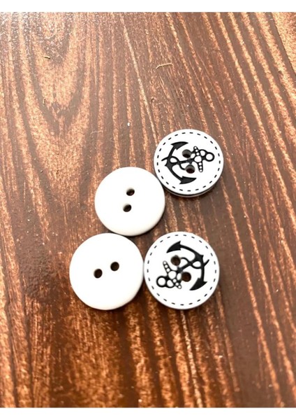 15,5 mm Beyaz-Siyah Çapa Düğme (20 Adet) fiyatları