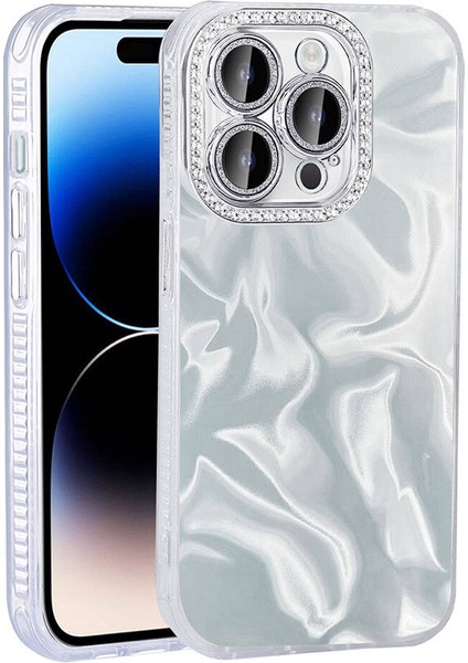 Apple iPhone 14 Pro Max Kılıf Airbagli Parlak Taş Detay Tasarımlı Esila Kapak Beyaz fiyatları