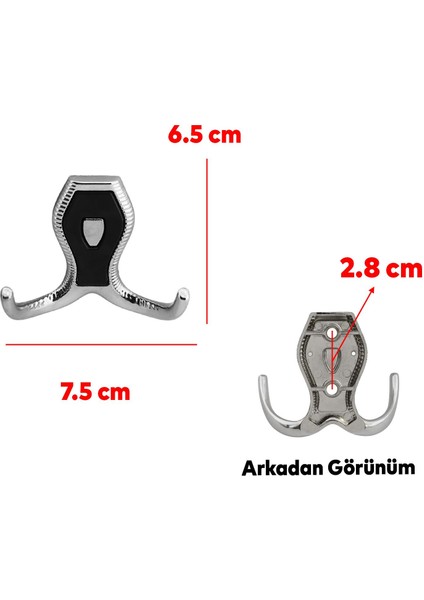 Galata Askı Vestiyer Mobilya Duvar Askısı Metal Dolap Elbise Askılığı Krom Siyah Kapaklı Sağlam