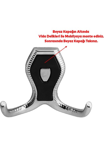 Galata Askı Vestiyer Mobilya Duvar Askısı Metal Dolap Elbise Askılığı Krom Siyah Kapaklı Sağlam