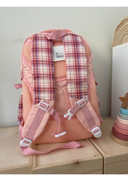 Kız Çocuk Ilköğretim Çantası Ultra Hafif Ilkokul / Ortaokul Okul Çantası Lila Ekose Cep modelleri