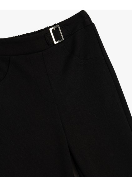 Ispanyol Paça Pantolon Slim Fit Metal Toka Detaylı Viskon Karışımlı modelleri