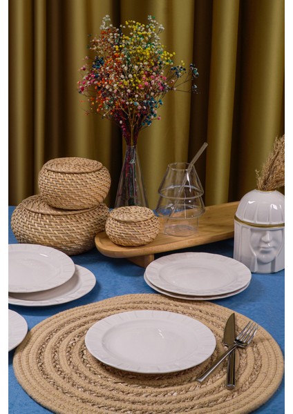 6'lı Zümrüt 18 cm Porselen Pasta ve Tatlı Tabağı Seti - Zarif ve Modern Tasarım