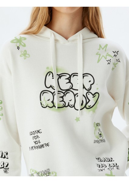 Kapüşonlu Sweatshirt Slogan Baskılı Rahat Kalıp indirimleri