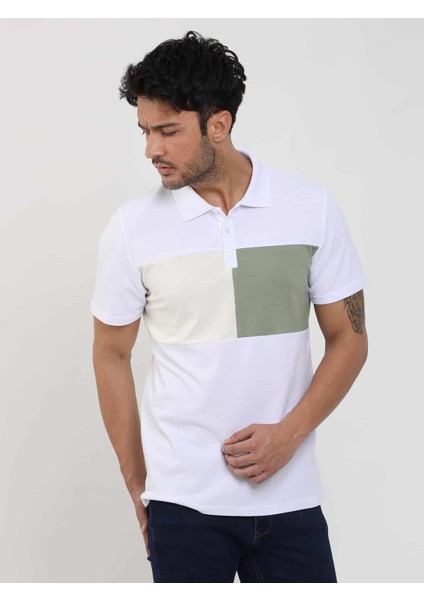 Beyaz Erkek Slim Fit Desenli Polo Yaka T-shirt fiyatları