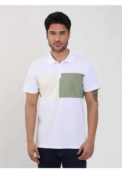 Beyaz Erkek Slim Fit Desenli Polo Yaka T-shirt modelleri