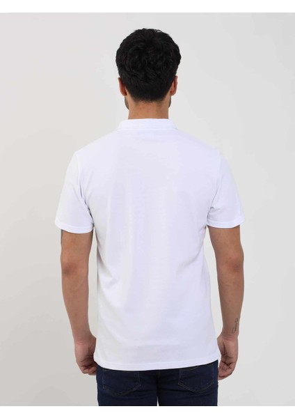 Beyaz Erkek Slim Fit Desenli Polo Yaka T-shirt indirimleri