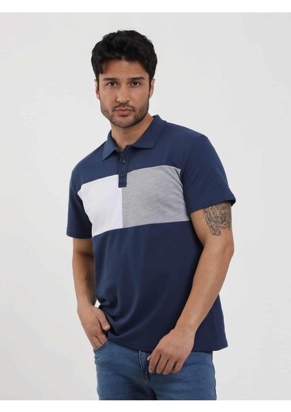 Lacivert Erkek Slim Fit Desenli Polo Yaka Tshirt - 105289