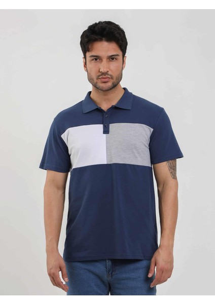 Lacivert Erkek Slim Fit Desenli Polo Yaka Tshirt - 105289