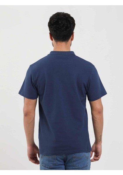 Lacivert Erkek Slim Fit Desenli Polo Yaka Tshirt - 105289