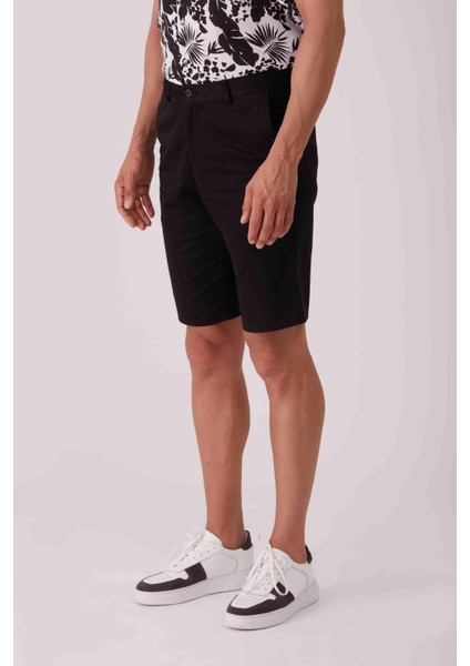 Siyah Erkek Regular Fit Short