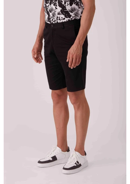 Siyah Erkek Regular Fit Short