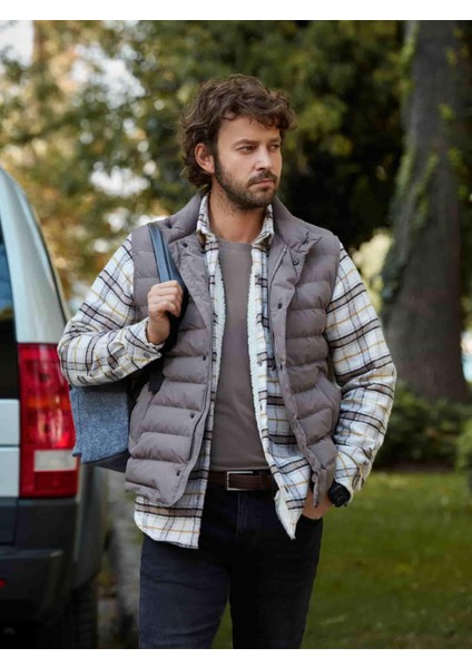 Kahve Erkek Regular Fit Brent Yaka Uzun Kol Gömlek