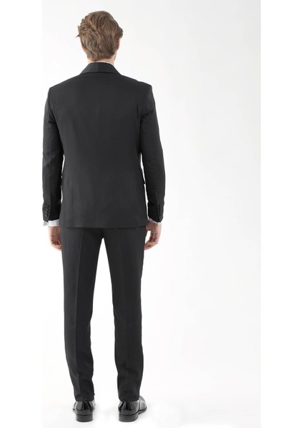 Siyah Erkek Slim Fit Sivri Yaka Smokin Takım